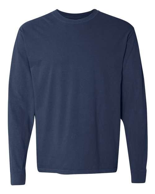 Comfort Colors Garment Dyed Heavyweight Long Sleeve T Shirt in True Navy