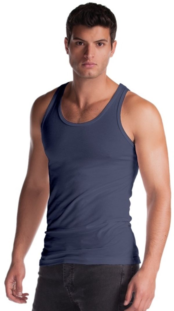 Am image of a Custom Jerico Unisex Bamboo Tank Top in Midnight Blue!