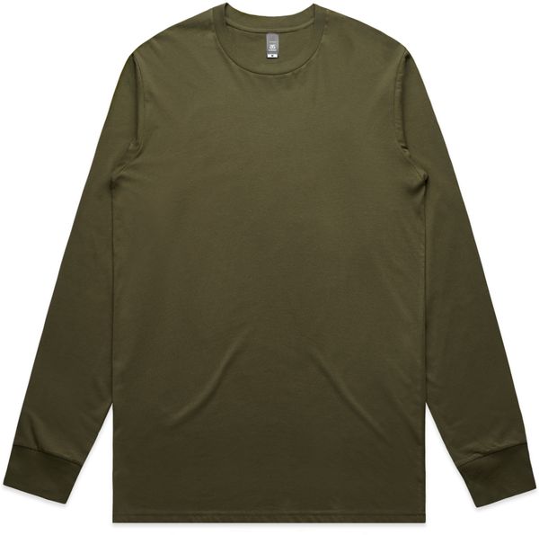 Am image of a Custom AS Colour Mens Staple Long Sleeve Tee in Army!