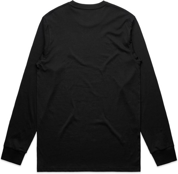 Am image of a Custom AS Colour Mens Staple Long Sleeve Tee in Black!