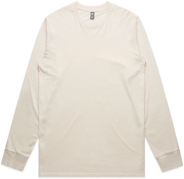 Am image of a Custom AS Colour Mens Staple Long Sleeve Tee in Ecru!