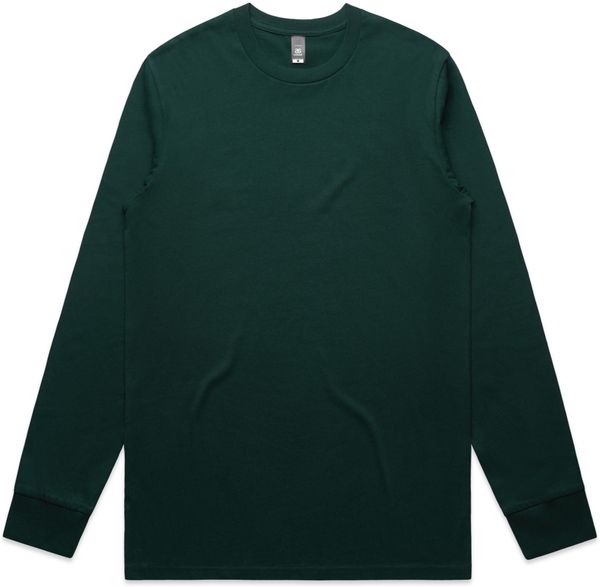 An image of a Custom AS Colour Mens Staple Long Sleeve Tee in Pine Green!