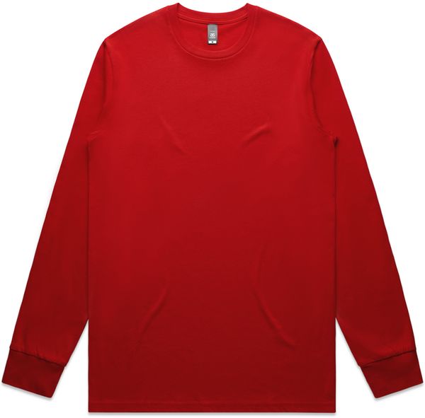 Am image of a Custom AS Colour Mens Staple Long Sleeve Tee in Red!