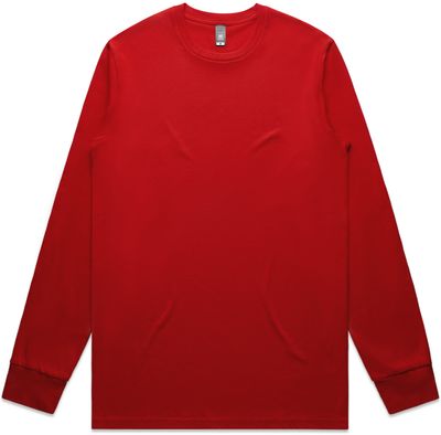Am image of a Custom AS Colour Mens Staple Long Sleeve Tee in Red!