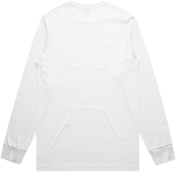 Am image of a Custom AS Colour Mens Staple Long Sleeve Tee in White!