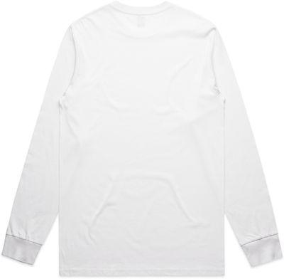 Am image of a Custom AS Colour Mens Staple Long Sleeve Tee in White!
