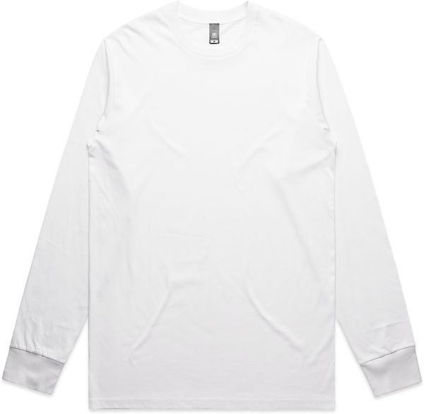 Am image of a Custom AS Colour Mens Staple Long Sleeve Tee in White!