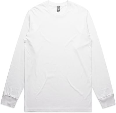 Am image of a Custom AS Colour Mens Staple Long Sleeve Tee in White!