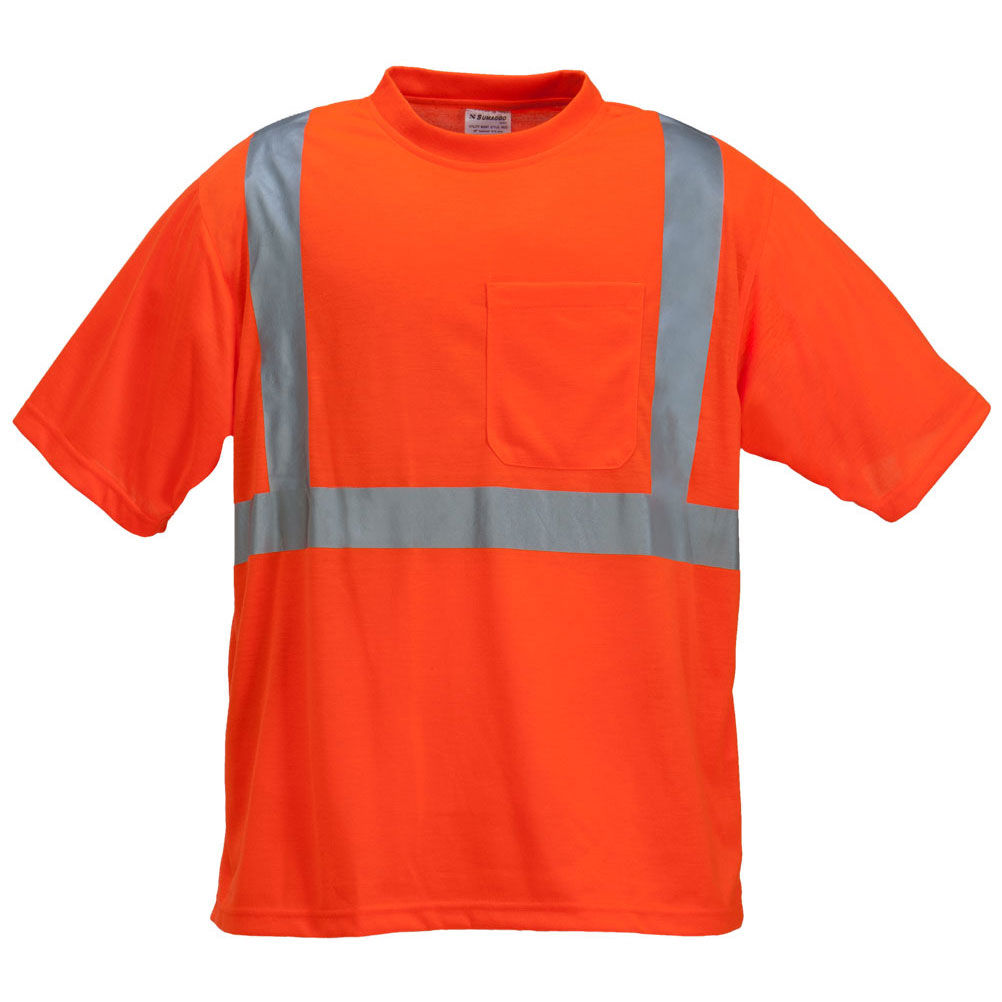 Sumaggo High Visibility Polyester Jersey T Shirt with Pocket in Orange