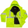 Am image of a Custom Sumaggo High Visibility 3 in 1 Parka Jacket with Poly Cotton Fleece Inner Jacket in Lime!