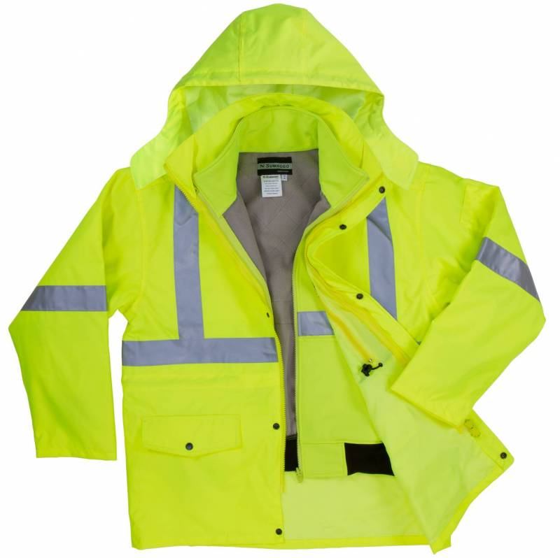 Sumaggo High Visibility 3 in 1 Parka Jacket with Soft Shell Inner Jacket in Lime