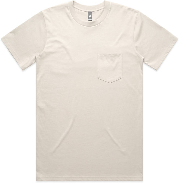 Am image of a Custom AS Colour Men's Classic Pocket Tee in Bone!