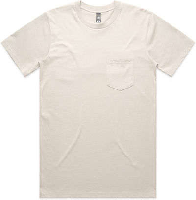 Am image of a Custom AS Colour Men's Classic Pocket Tee in Bone!