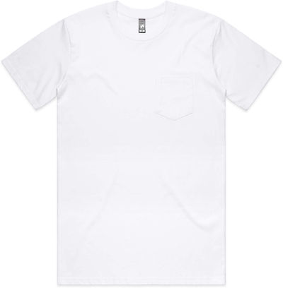 Am image of a Custom AS Colour Men's Classic Pocket Tee in White!