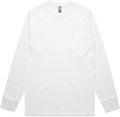Am image of a Custom AS Colour Mens Classic Long Sleeve Tee in White!