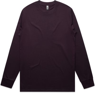 Am image of a Custom AS Colour Mens Classic Long Sleeve Tee in Plum!