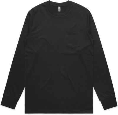 Am image of a Custom AS Colour Mens Classic Pocket Long Sleeve Tee in Black!