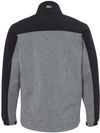 Am image of a Custom Dri Duck Motion Soft Shell Jacket in Black Heather/Black!