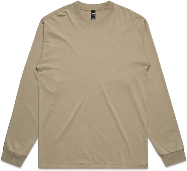 Am image of a Custom AS Colour Mens Heavy Faded Long Sleeve Tee in Khaki!