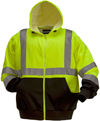 Am image of a Custom Sumaggo High Visibility Polycotton Fleece Hooded Front Zip Jacket New Style in Lime!