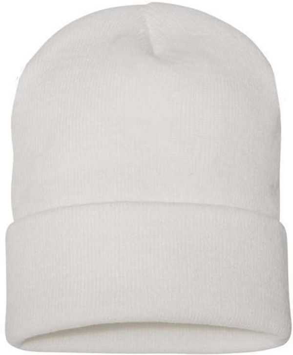 Am image of a Custom YP Classics Cuffed Beanie in White!