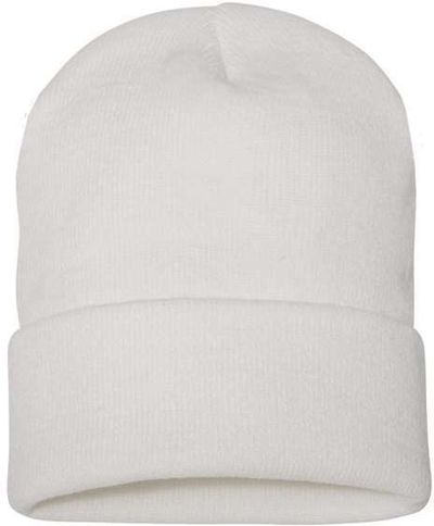 Am image of a Custom YP Classics Cuffed Beanie in White!