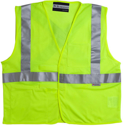 Am image of a Custom Sumaggo High Visibility Mesh Vest in HV YELLOW!
