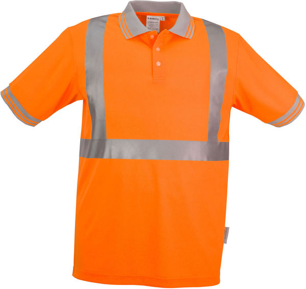 Am image of a Custom Sumaggo High Visibility Wicking Polo Shirt in Orange!