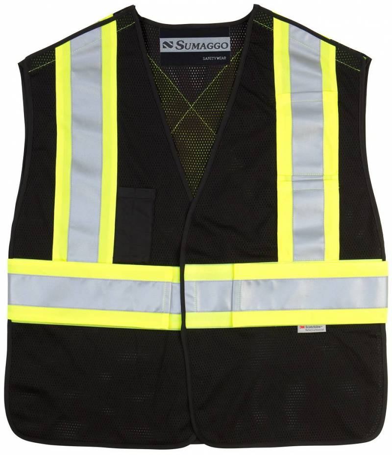 Sumaggo 5 Point Tearaway Mesh Vest With High Visibility Contrast Reflective Material in Black