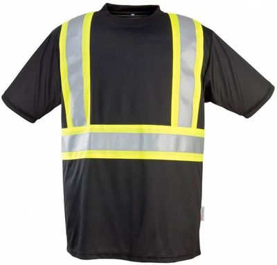 Am image of a Custom Sumaggo Level 1 Wicking T Shirt with Contrasting Stripes in Black!