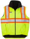 Am image of a Custom Sumaggo High Visibility Reversible Fleece Lined Vest in Lime!