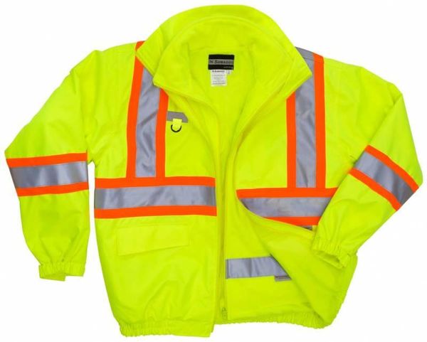 Am image of a Custom Sumaggo High Visibility 5 in 1 Jacket with Fleece Inner Jacket in Lime!