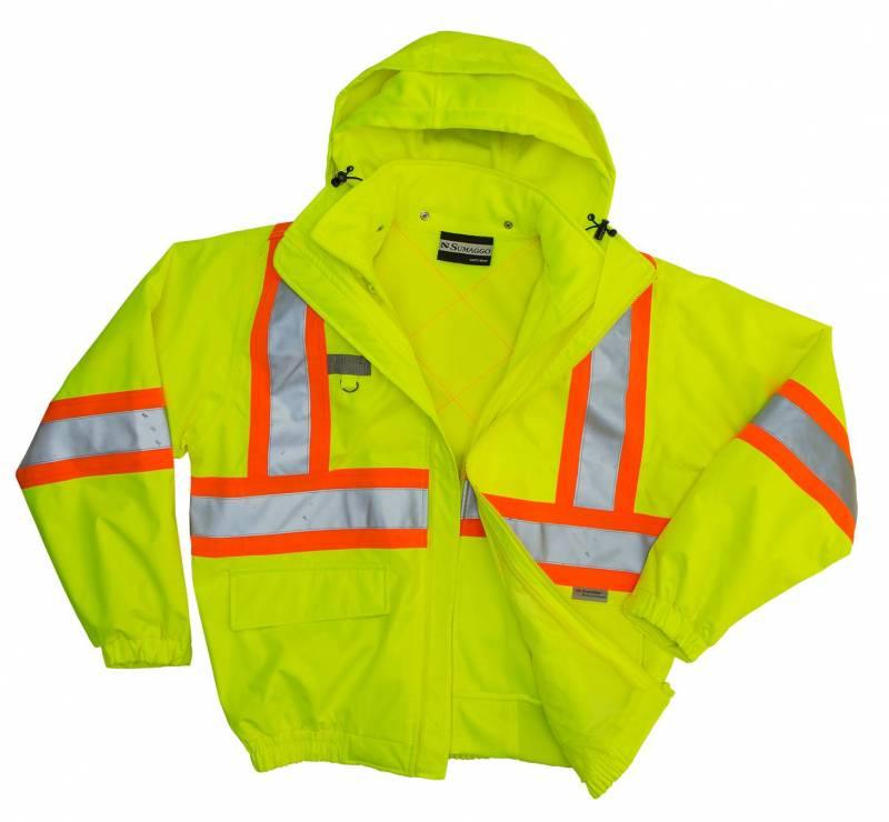 Sumaggo HV 3 in 1 Bomber Jacket with Poly Cotton Fleece Jacket in Lime