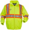 Am image of a Custom Sumaggo High Visibility Bomber Jacket with Orange Contrasting 3M Reflective Material in Lime!