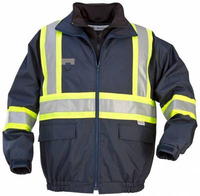 Am image of a Custom Sumaggo 3 in 1 Bomber Jacket With Polycotton Fleece Inner Jacket in Navy!