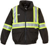 Am image of a Custom Sumaggo Bomber Safety Jacket with Lime Contrasting 3M Reflective Material in Black!