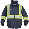 Am image of a Custom Sumaggo Bomber Safety Jacket with Lime Contrasting 3M Reflective Material in Navy!