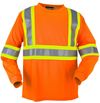 Am image of a Custom High Visibility Wicking Long Sleeve Tshirt with 4in Contrasting Stripes in Orange!