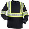 Am image of a Custom Safety Wicking Long Sleeve T Shirt with 4 inch Contrasting stripes in Black!