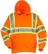 Am image of a Custom Sumaggo HV Poly Cotton Hoodie Pullover with 4 inch Contrasting Stripes in Orange!