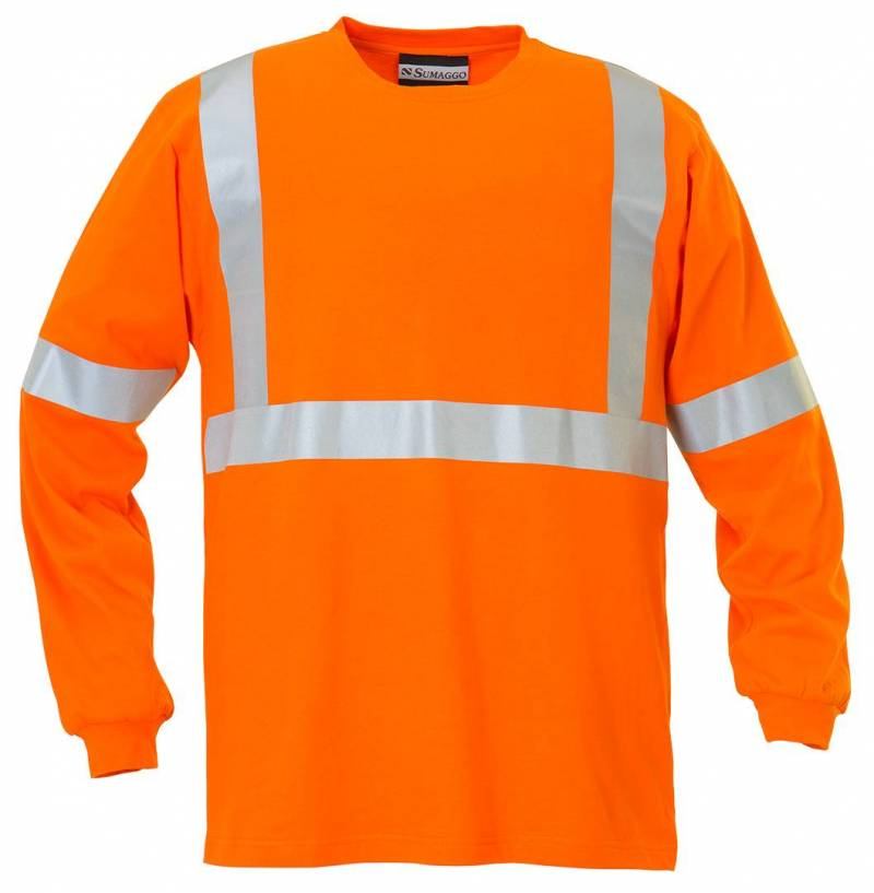 Sumaggo Safety 100 Cotton Long Sleeve T Shirt in Orange