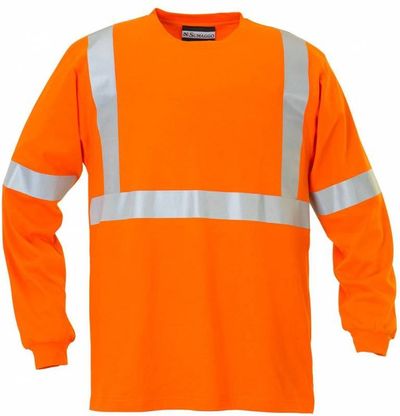 Am image of a Custom Sumaggo Safety 100 Cotton Long Sleeve T Shirt in Orange!