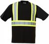 Am image of a Custom Sumaggo Safety 100 Cotton Short Sleeve T Shirt with 4 Contrasting Stripes in Black!