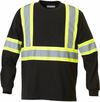 Am image of a Custom Sumaggo Safety 100 Percent Cotton Long Sleeve T Shirt with 4 Inch Contrasting Stripes in Black!