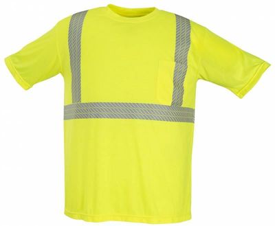 Am image of a Custom Sumaggo High Visibility TShirt With Ventilated Reflective Tapes in Lime!