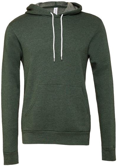 Am image of a Custom Bella and Canvas Unisex Sponge Fleece Pullover Hoodie in Heather Forest!