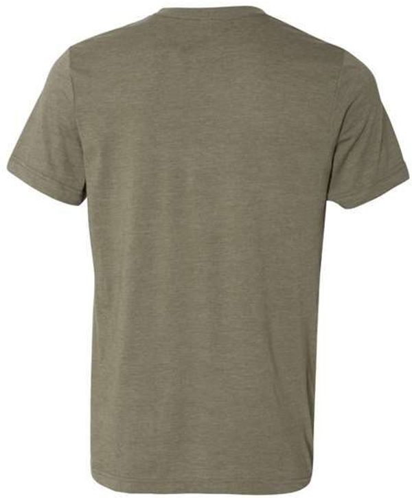 Am image of a Custom Bella and Canvas Unisex Triblend Tee in Olive Triblend!