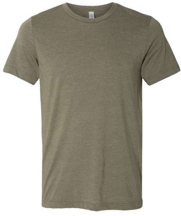 Am image of a Custom Bella and Canvas Unisex Triblend Tee in Olive Triblend!