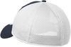 Am image of a Custom New Era Stretch Youth Mesh Cap in Deep Navy/White!
