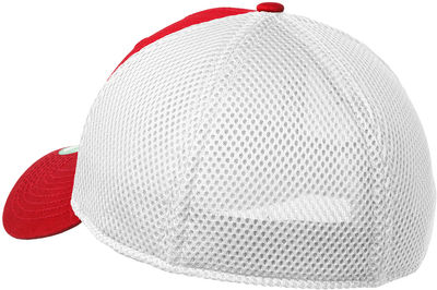 Am image of a Custom New Era Stretch Youth Mesh Cap in Scarlet/White!